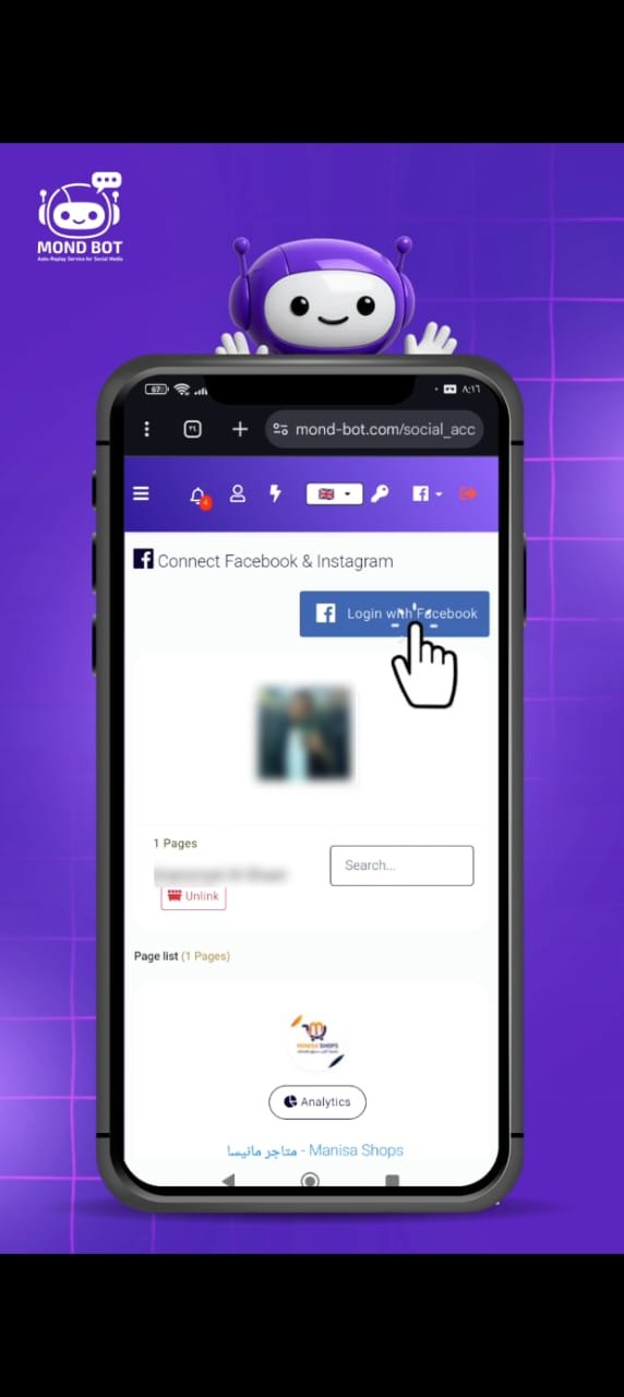 How to connect Mond Bot auto-responder platform to Facebook and Instagram